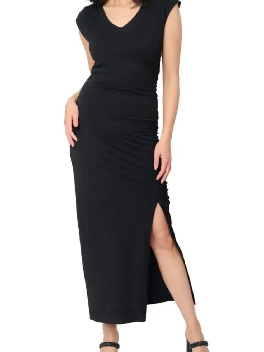 Gibsonlook Side Ruched Tank Maxi Dress - Black Jersey - NWT Size L